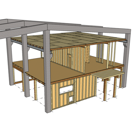 Stuntwerk Senden, Rundholzbalken, 3-Dimensionaler Plan Back
