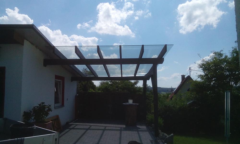 Echtglas Überdachung Holz